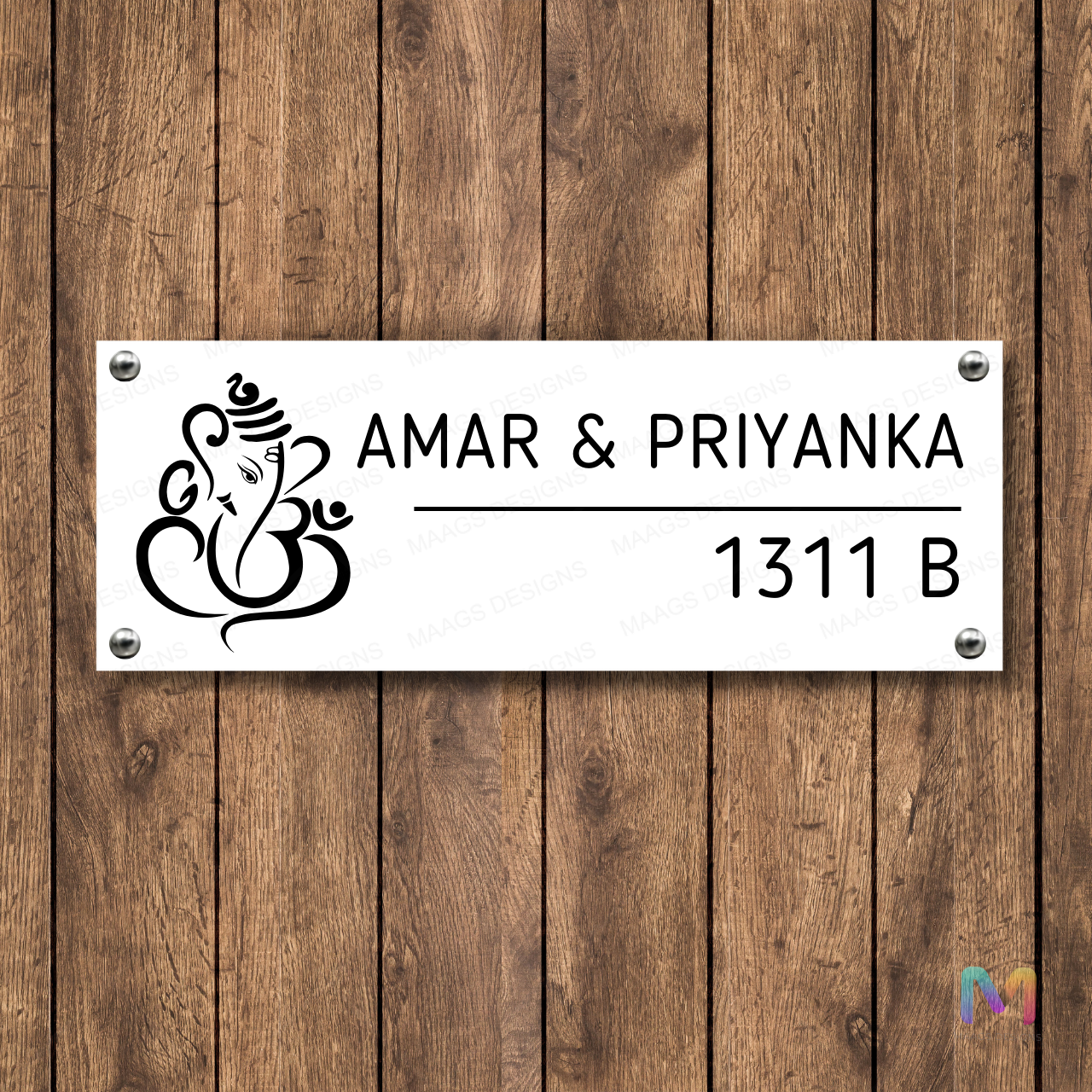 Ethnic Collection - Blessings of Ganesha (Acrylic) | Premium Custom Name Plates for Homes | Available in Multiple Langauges