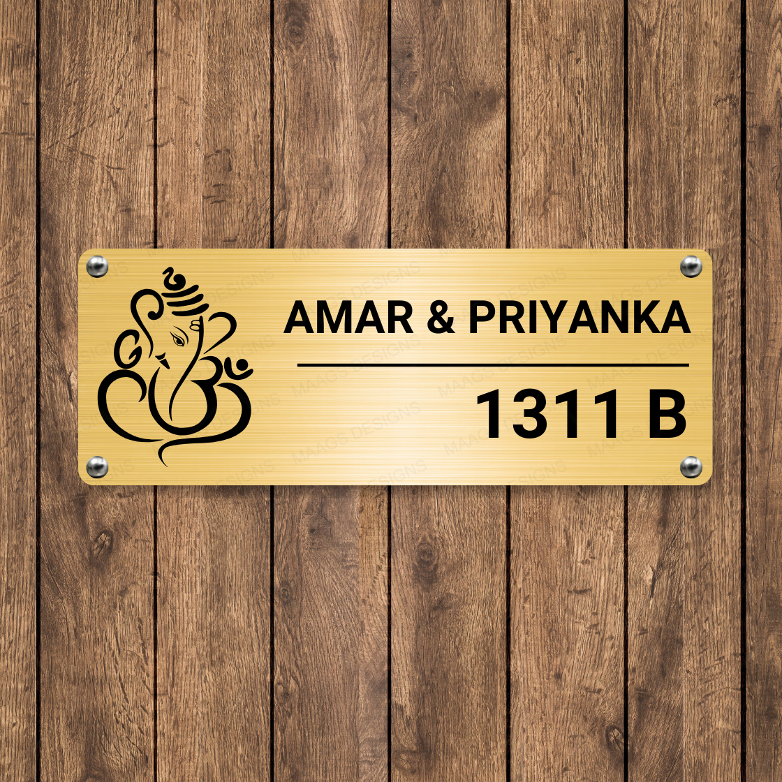 Ethnic Collection - Blessings of Ganesha (Stainless Steel) | Premium Custom Name Plates for Homes