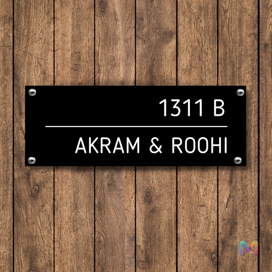 Classic Contrast - Black White | Premium Custom Name Plate for Home and Office
