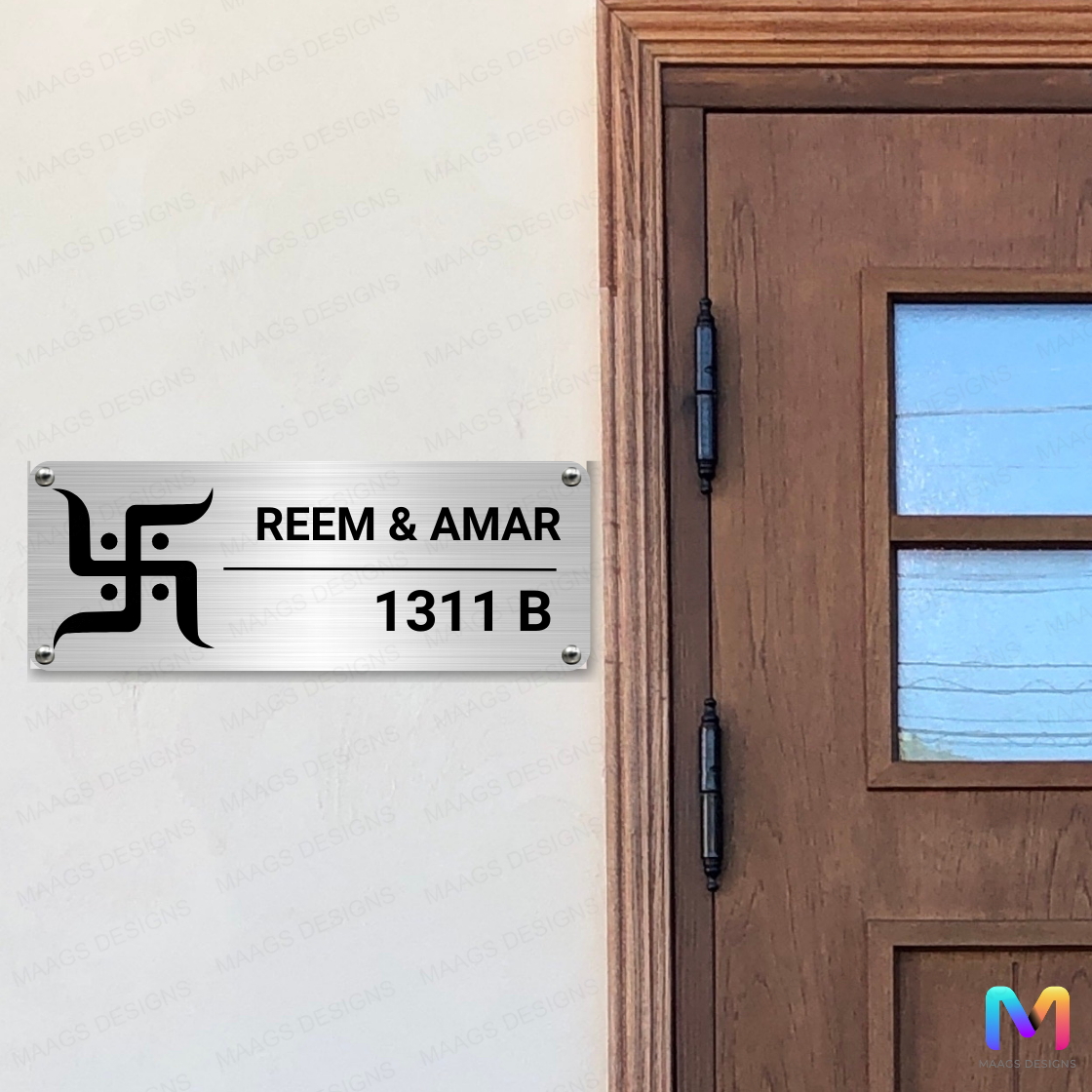 Ethnic Collection - Sacred Swastik Name Plate | Premium Custom Name Plates for Homes