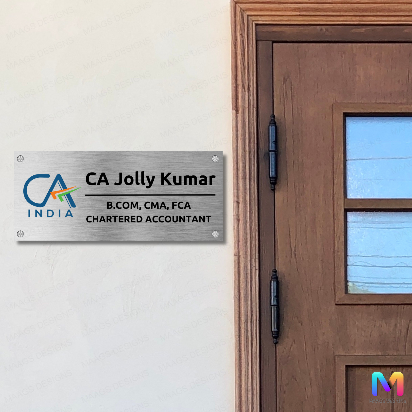 CA Logo Name Plate for Office (Metal) | Chartered Accountant Name Plate for Home and Office