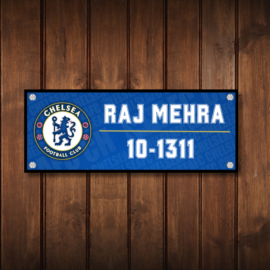 Sports Collection - Chelsea Name Plate - Backdrop | Premium Custom Name Plate for Home