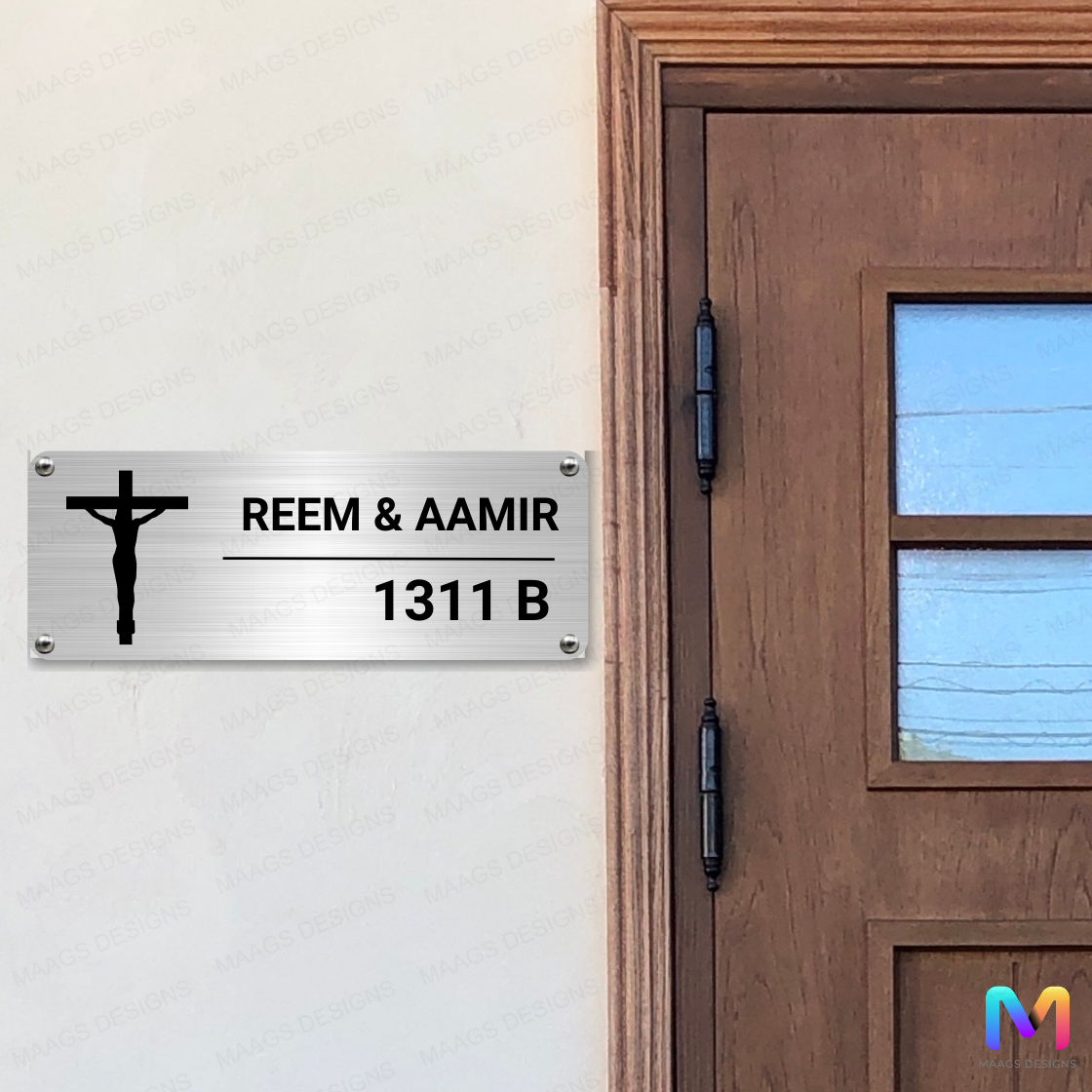 Ethnic Collection - Blessings of Holy Cross (Stainless Steel) | Premium Custom Name Plates for Home