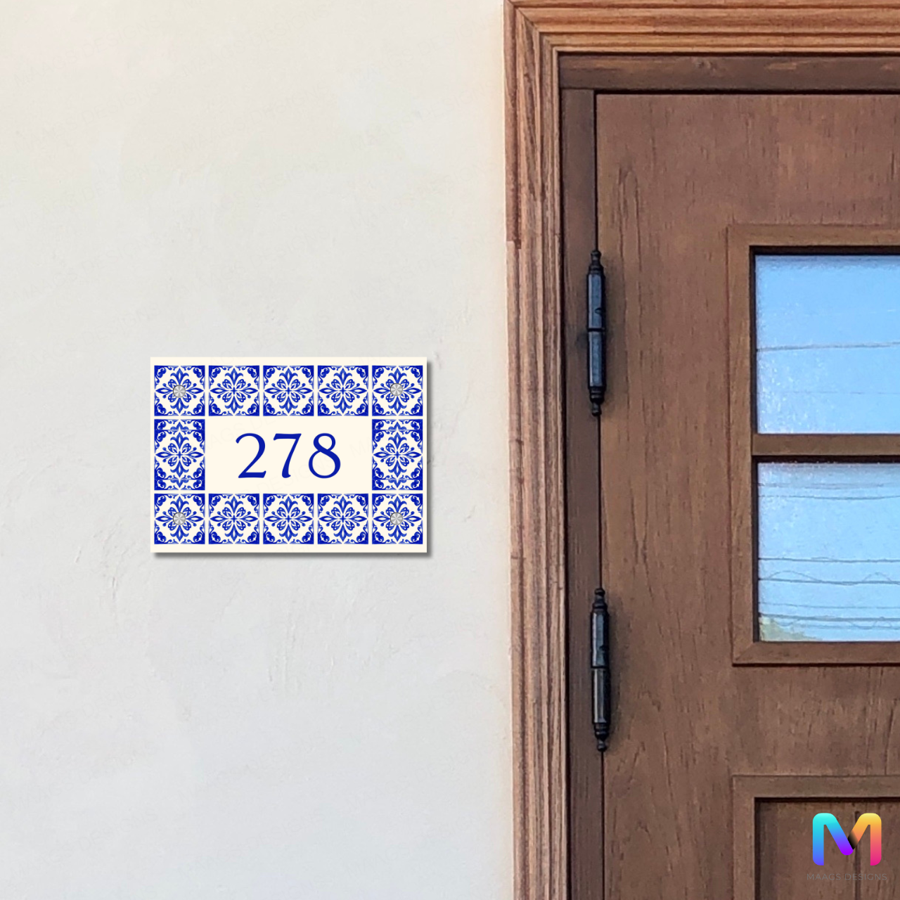 Azulejo Elegance - House Number Plate (Acrylic)