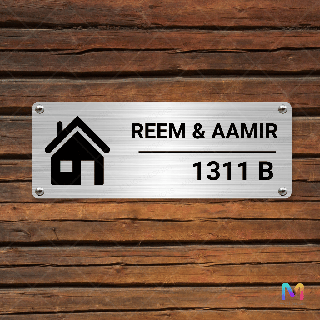 Home Haven Name Plate (Stainless Steel) | Premium Custom Name Plate for Home