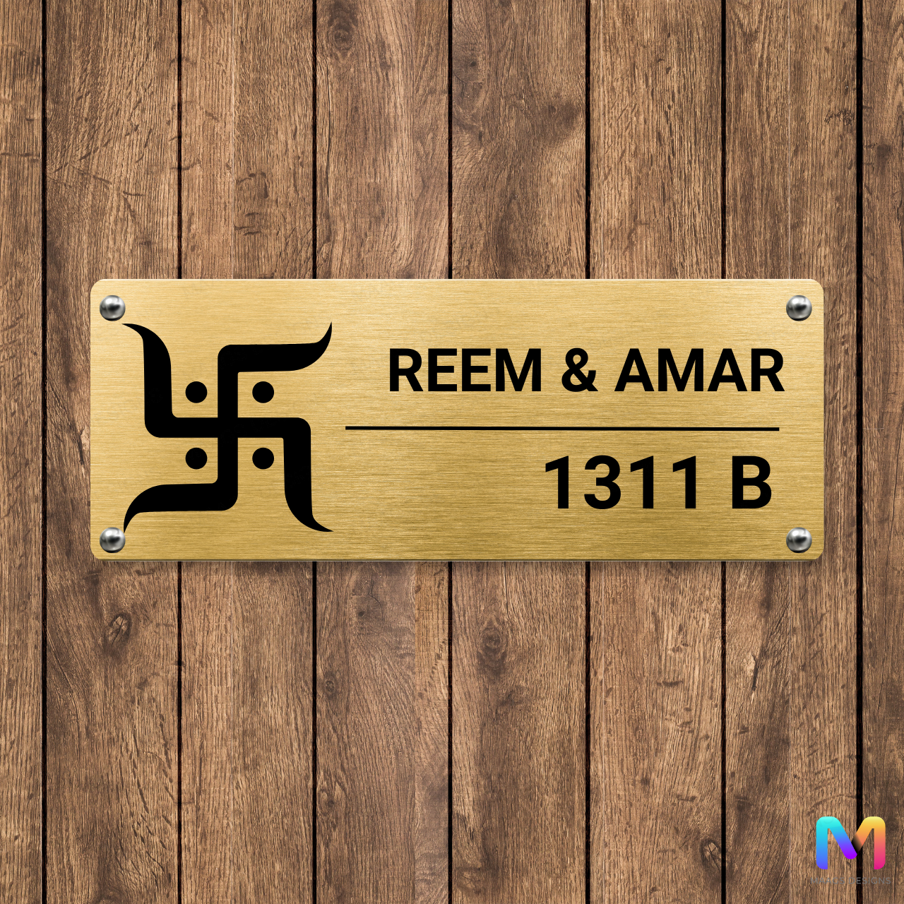 Ethnic Collection - Sacred Swastik Name Plate | Premium Custom Name Plates for Homes