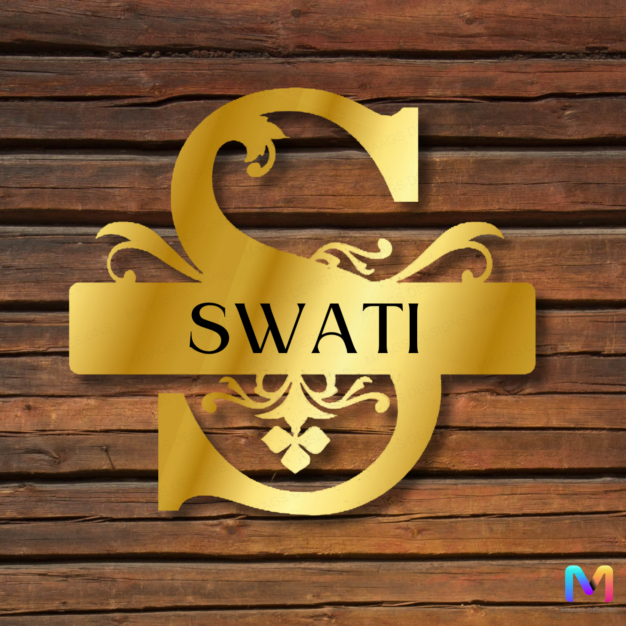 Royal Crest Monogram Nameplate | Premium Personalized Acrylic Name Plate for Home