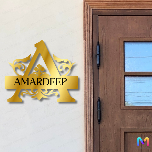 Royal Crest Monogram Nameplate | Premium Personalized Acrylic Name Plate for Home