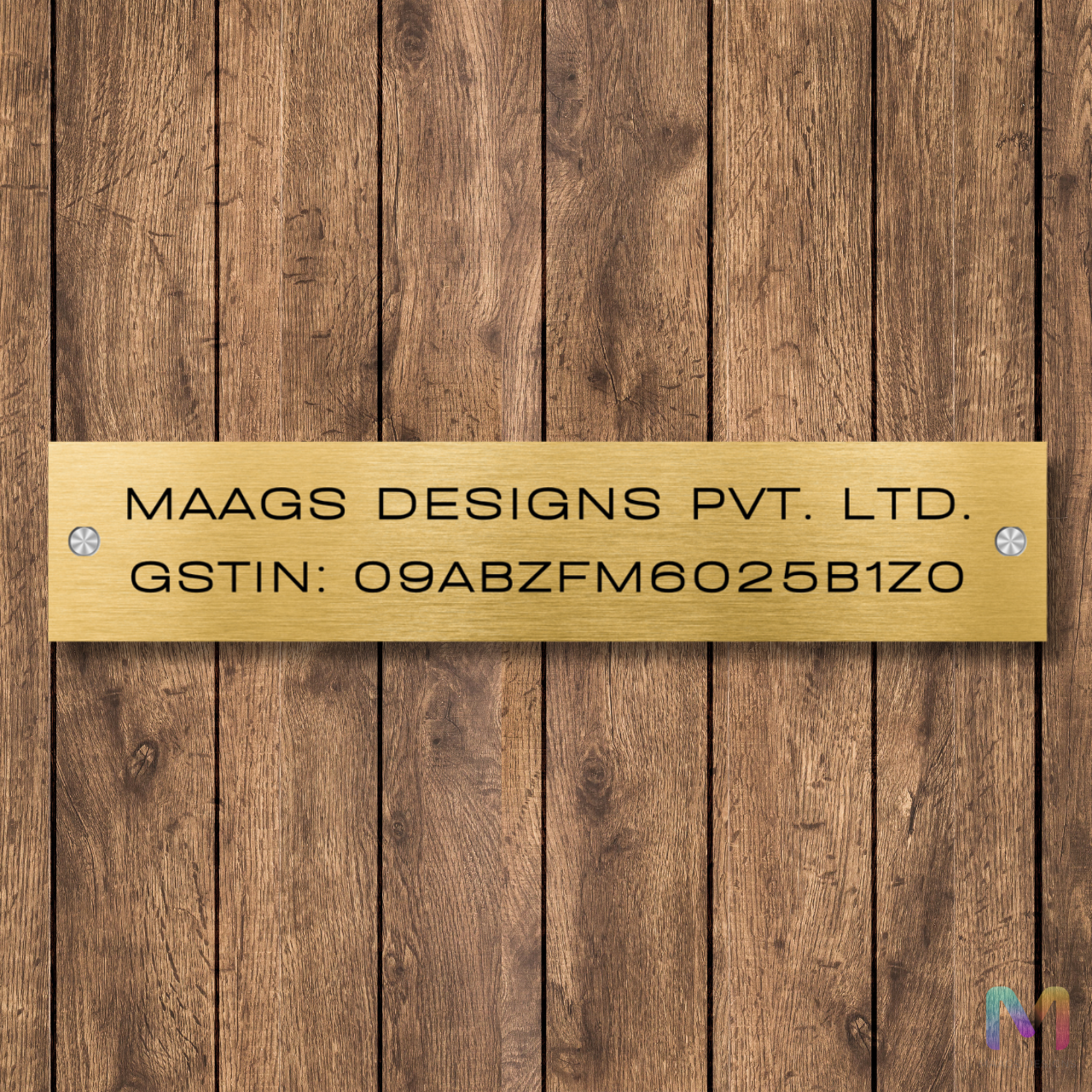 LedgerLine - GST Number (Stainless Steel), Name Plate with GST Number Stainless Steel: Gold