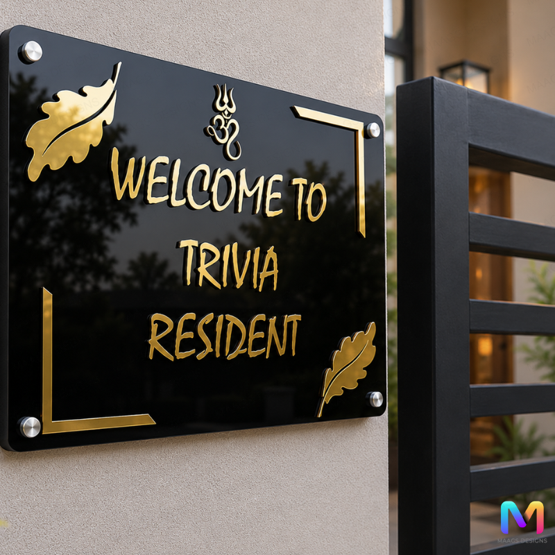 Om Royale Welcome Name Plate
