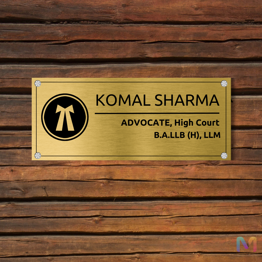 Lawyer Designation Name Plate for Office (Metal) | Custom Name Plate for Advocates and Lawyers