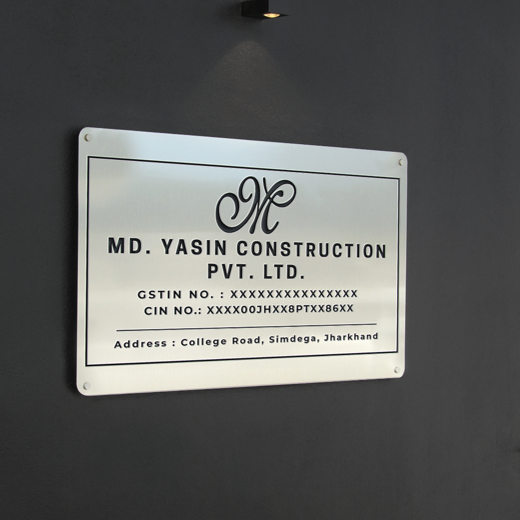 Steel Tag Identity - Stainless Steel Name Plate with Logo, Name Plate for Shops