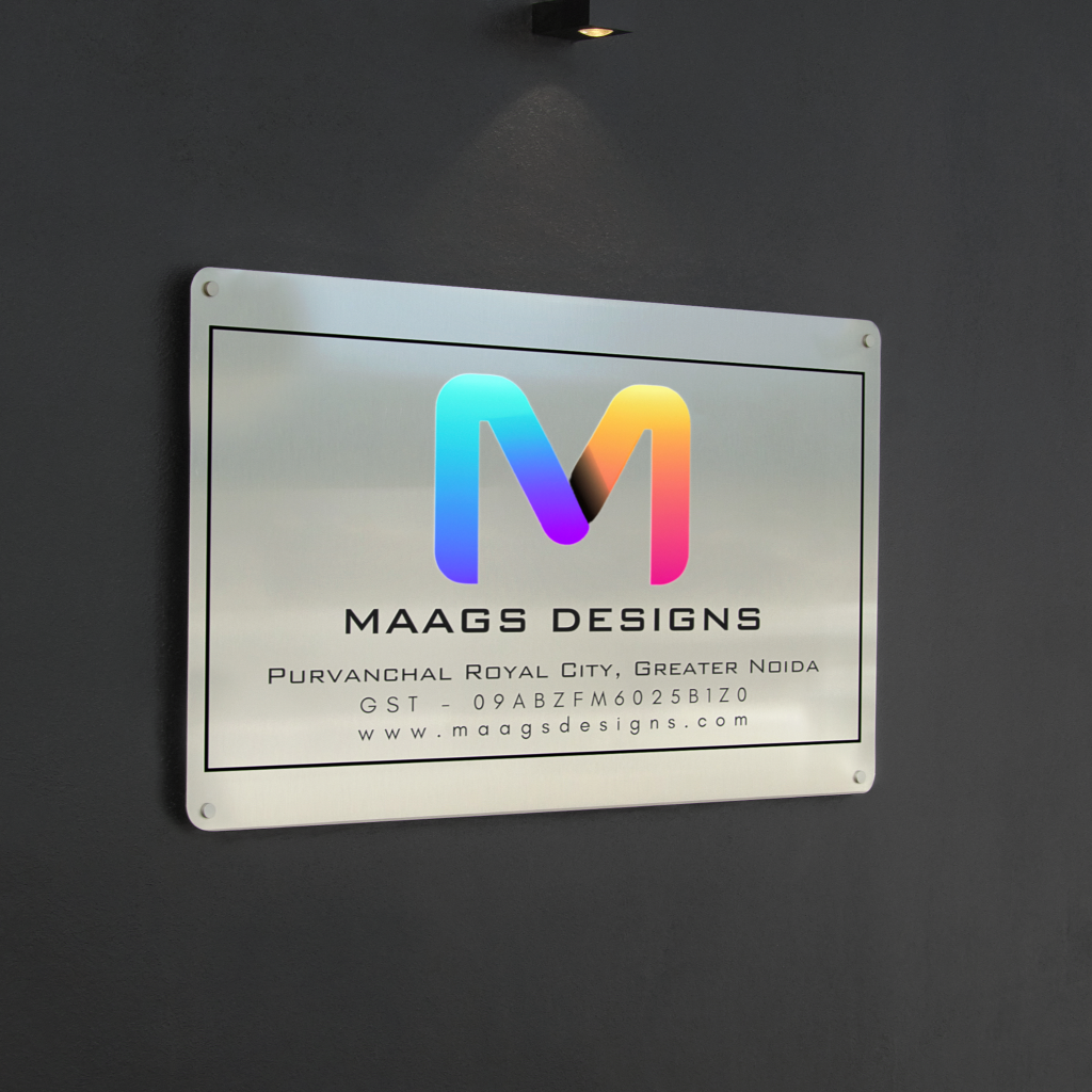 Steel Tag Identity - Stainless Steel Name Plate with Logo, Name Plate for Shops