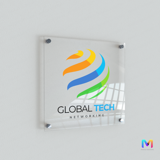 Clear Office Logo Name Plate for Office, Restaurant and Shops (Acrylic)