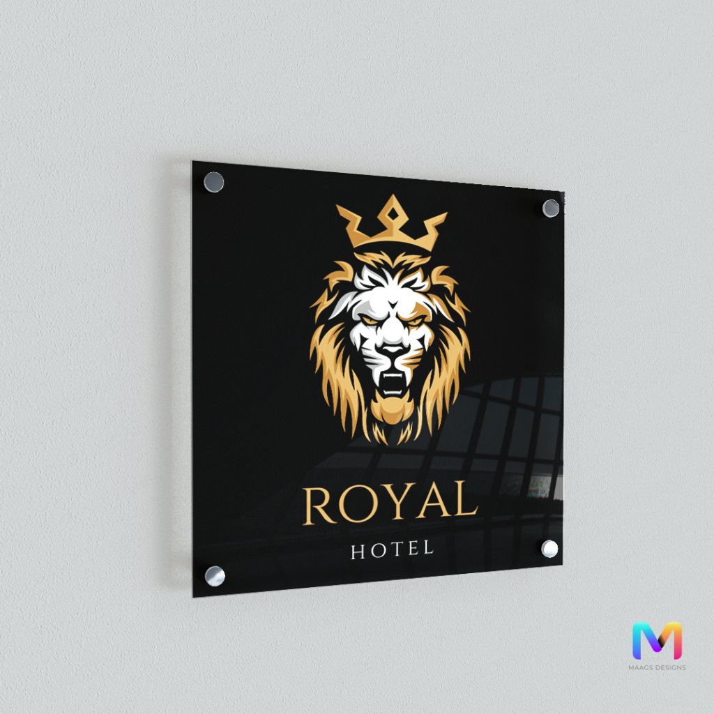 Clear Office Logo Name Plate for Office, Restaurant and Shops (Acrylic)