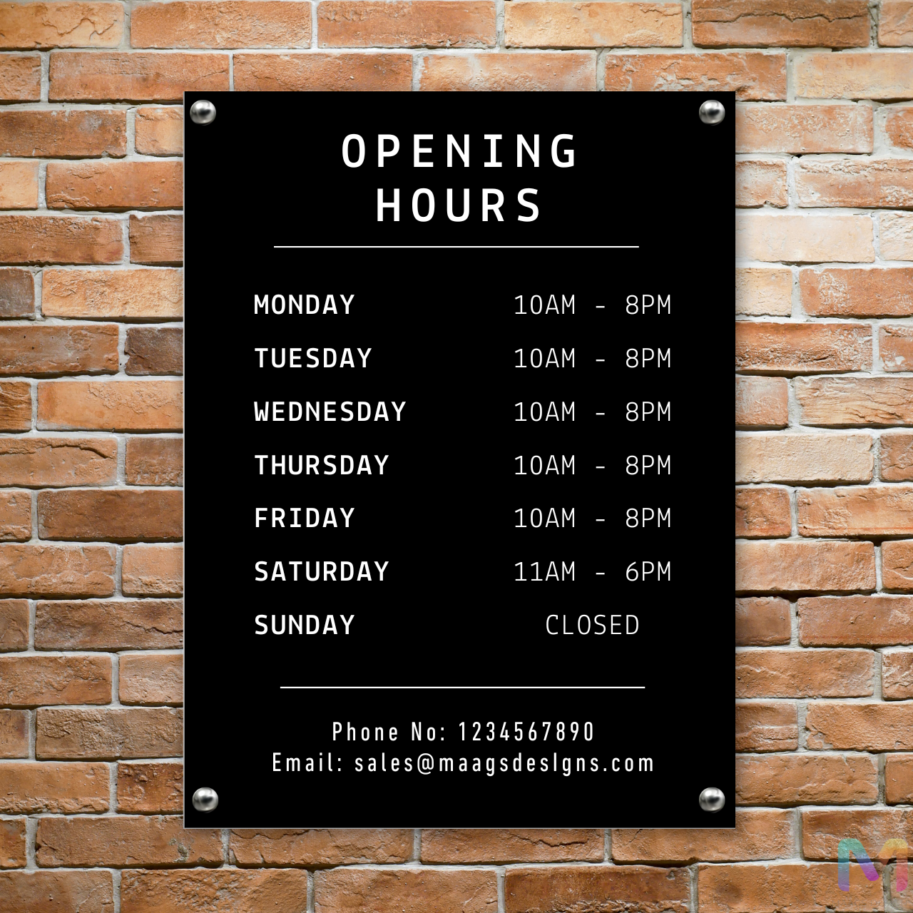 Opening Hours Board with QR Code for Homes, Coffee Shops and Restaurants (Acrylic)