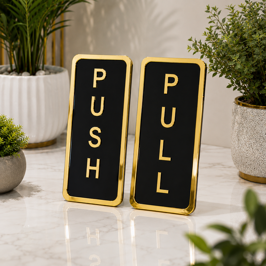 Raised Push Pull Signs in Acrylic
