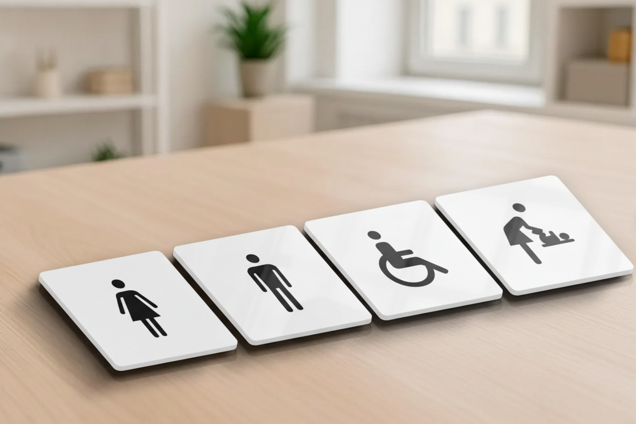 Restroom Signages in Acrylic Acrylic: Glossy White