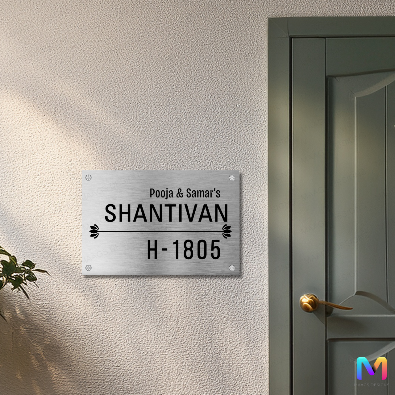 The Peace Crest - Name Plate for Home (Stainless Steel Name Plate)
