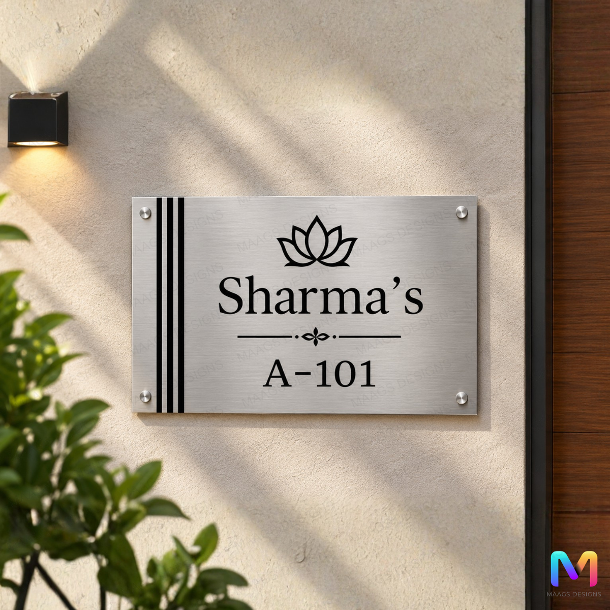 Aurelia Lotus - Stainless Steel Name Plate for Home
