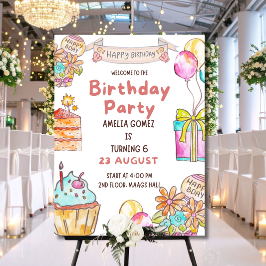 Birthday Welcome Banner - B15 | Chalkboard Banner | Easel Banner