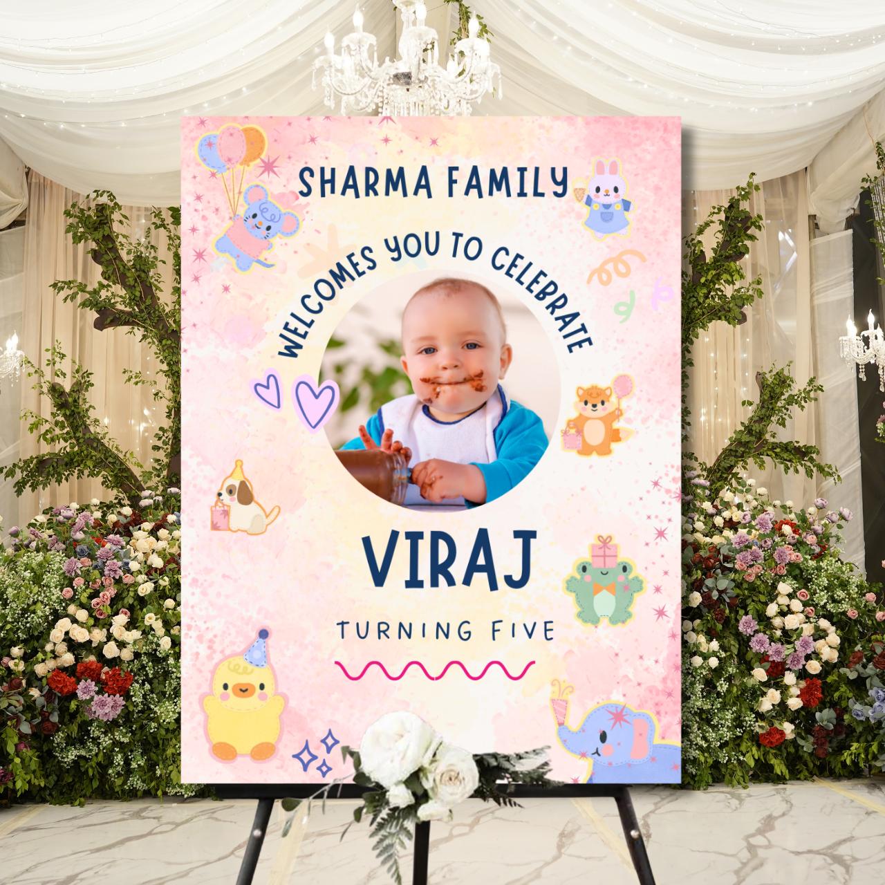 Birthday Welcome Banner - B21 , Birthday Easel Banner, Baby Theme Banner