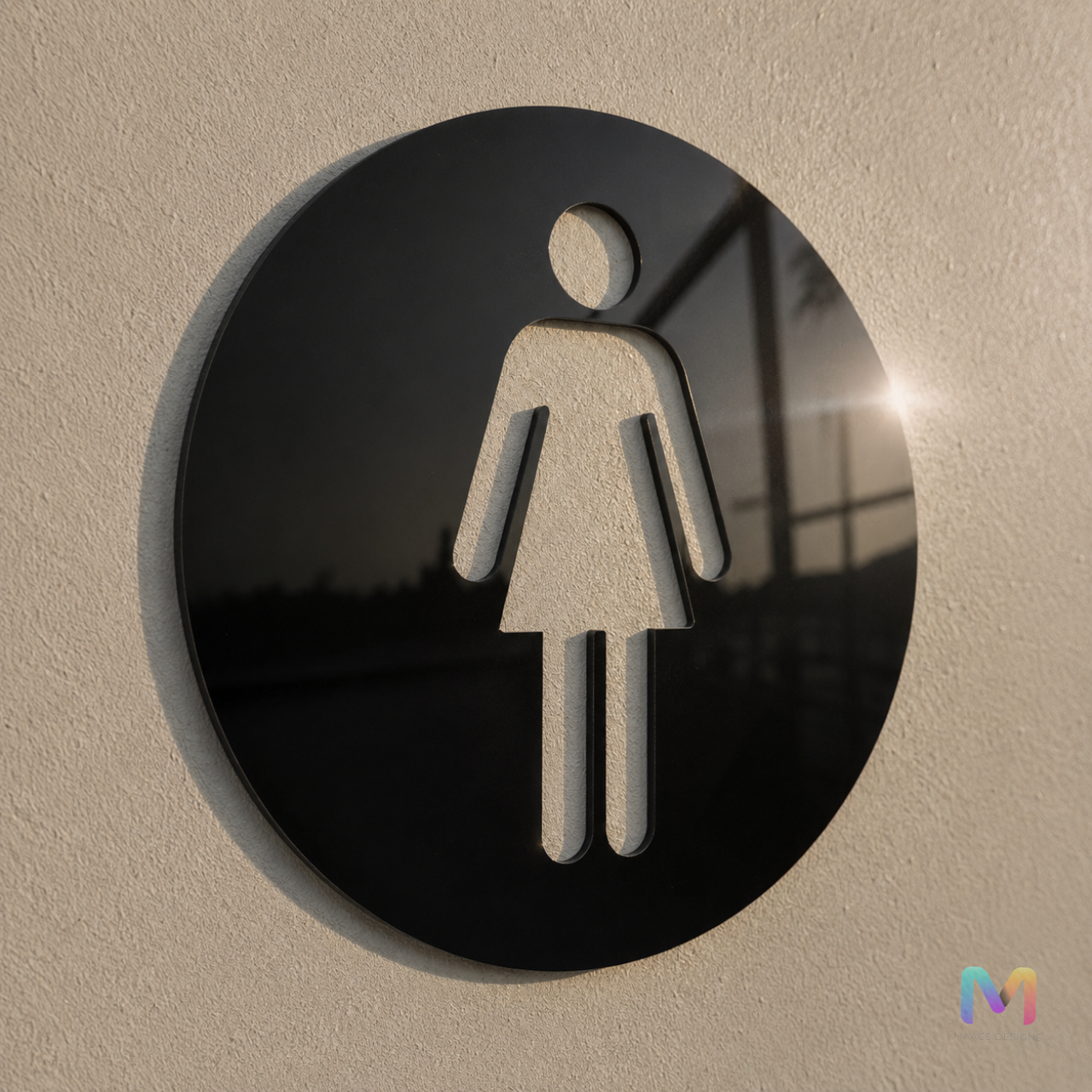 Women Washroom Signs in Acrylic, Restroom Signages Acrylic: Glossy Black