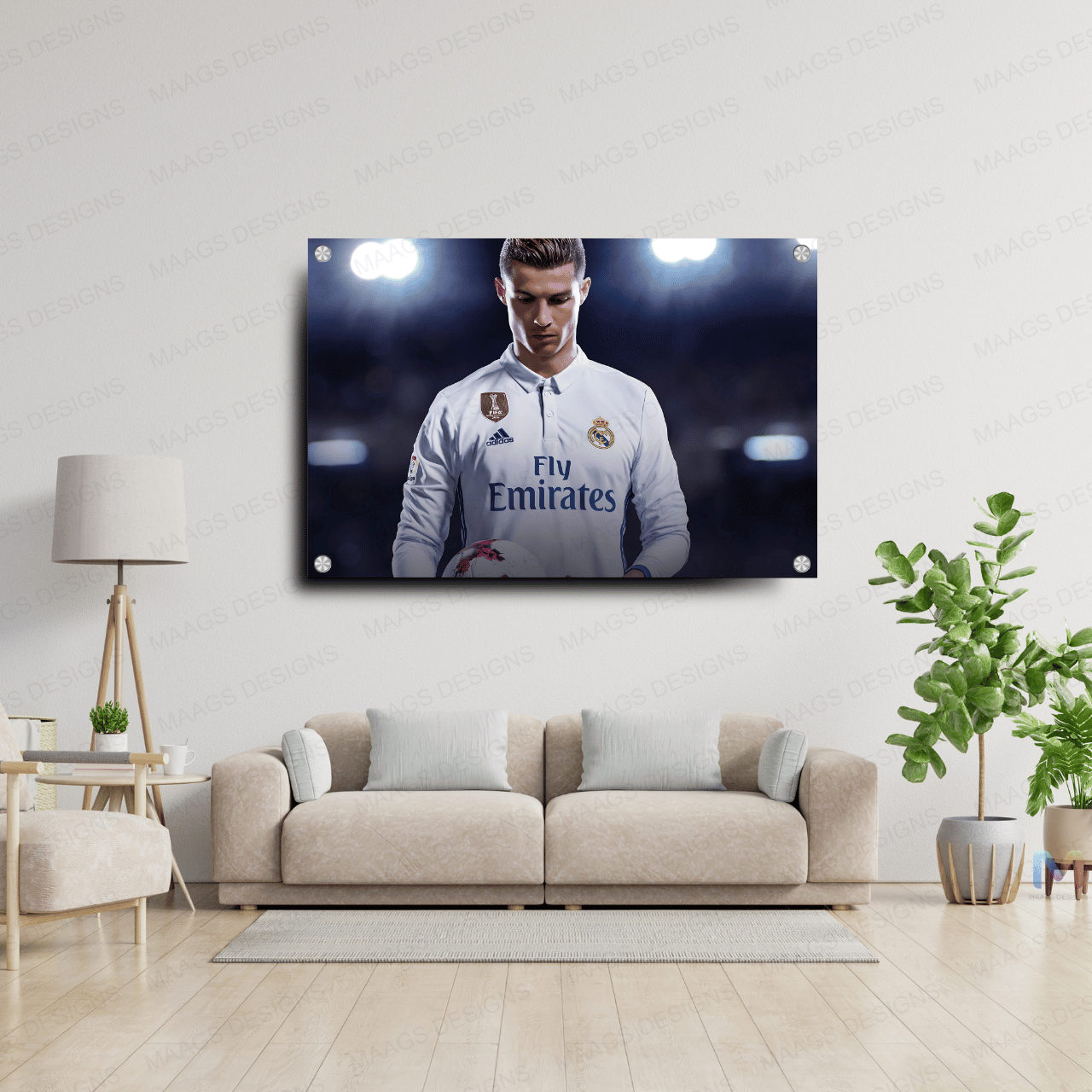 Maags Designs: Cristiano Ronaldo - Football (Premium Acrylic Wall Poster) | Football Wall Posters