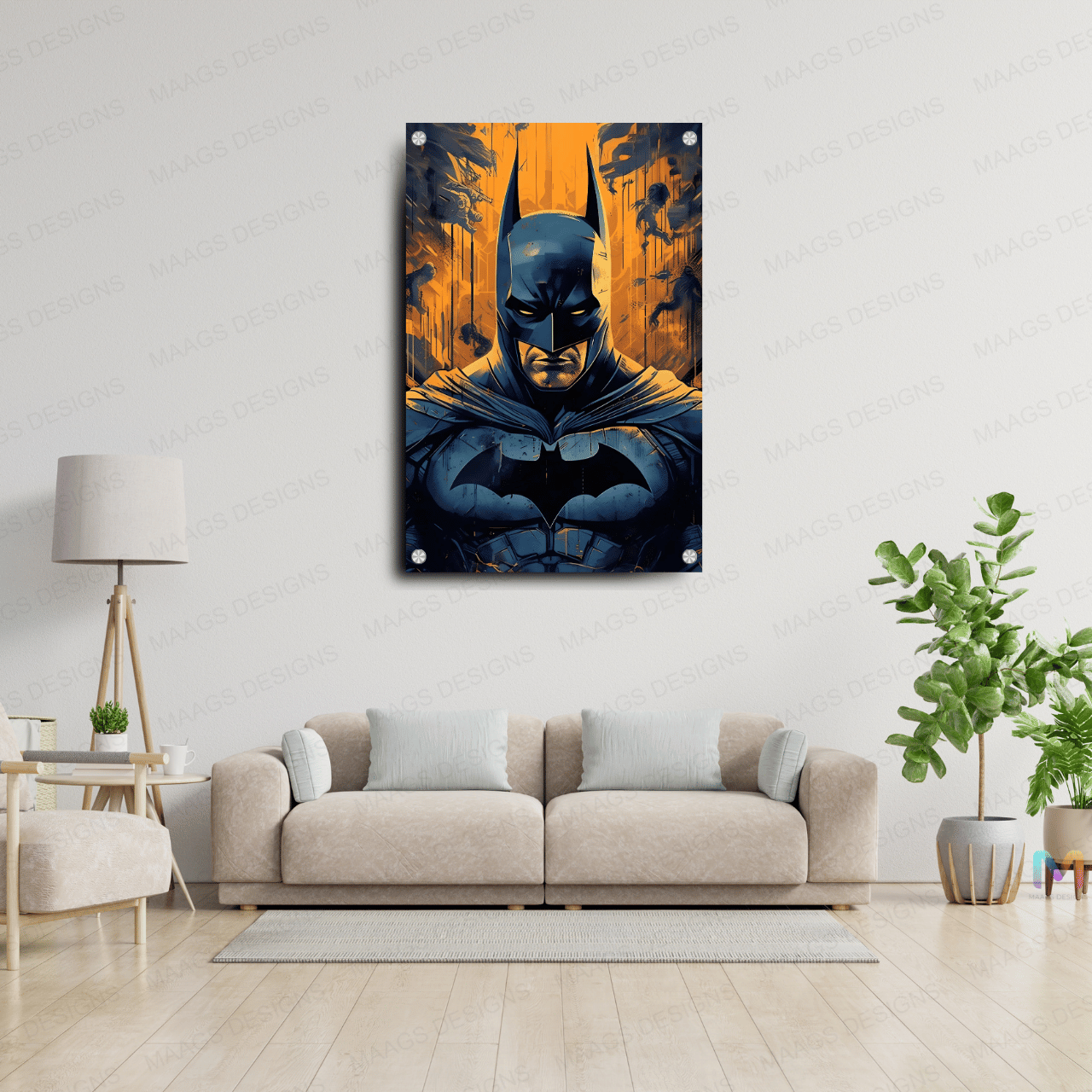 Batman - Yellow Black Portrait (Premium Acrylic Wall Poster)