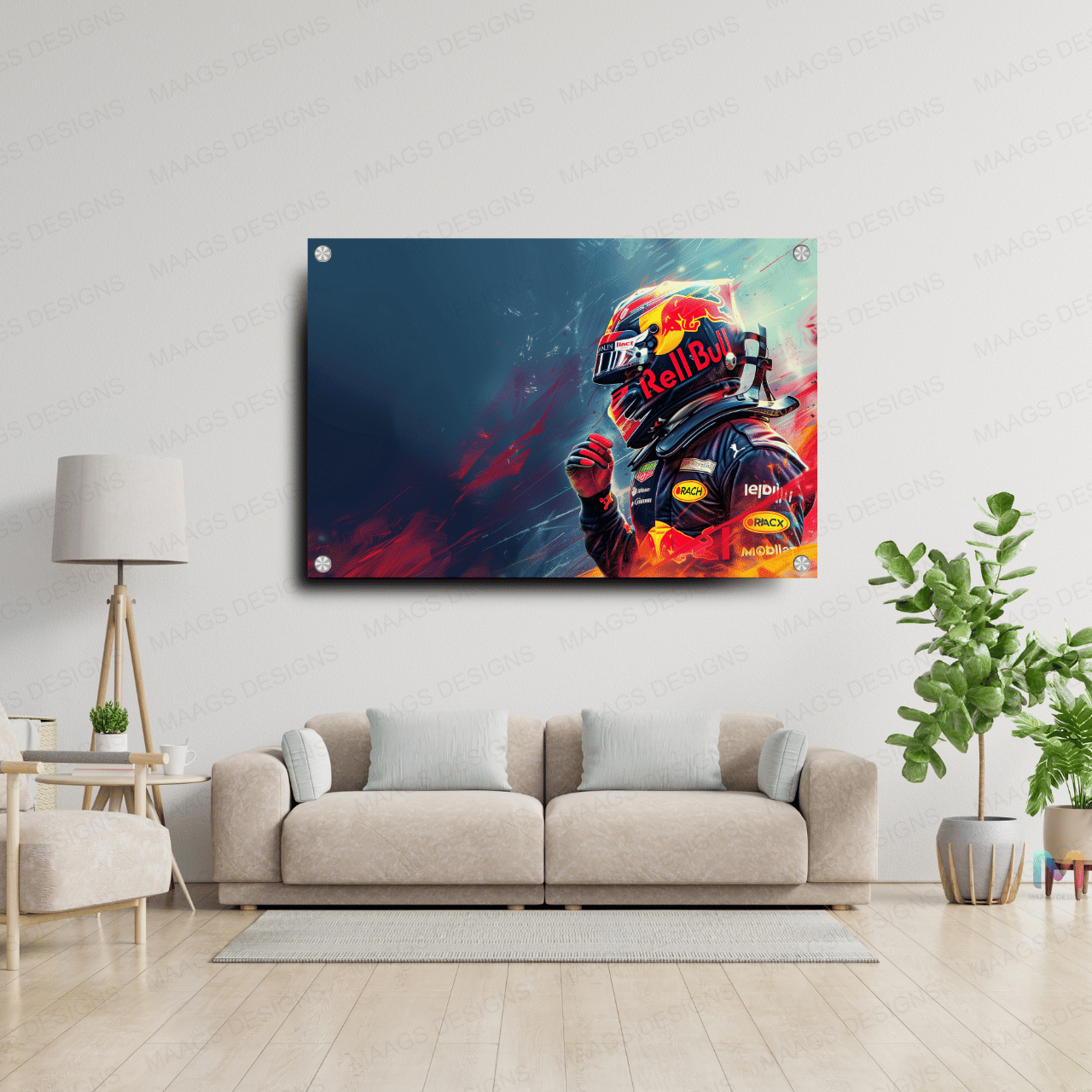 Maags Designs: Formula 1 Racing - Max Verstappen - Abstract (Premium Acrylic Wall Poster)