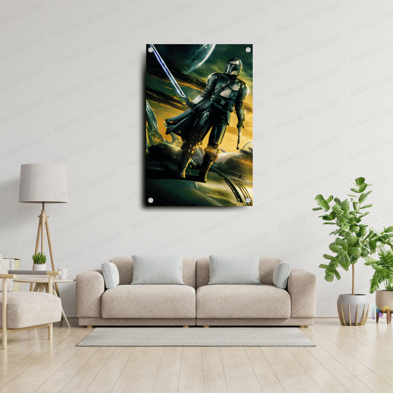 Mandalorian - Blacksaber - Star Wars (Premium Acrylic Wall Poster)