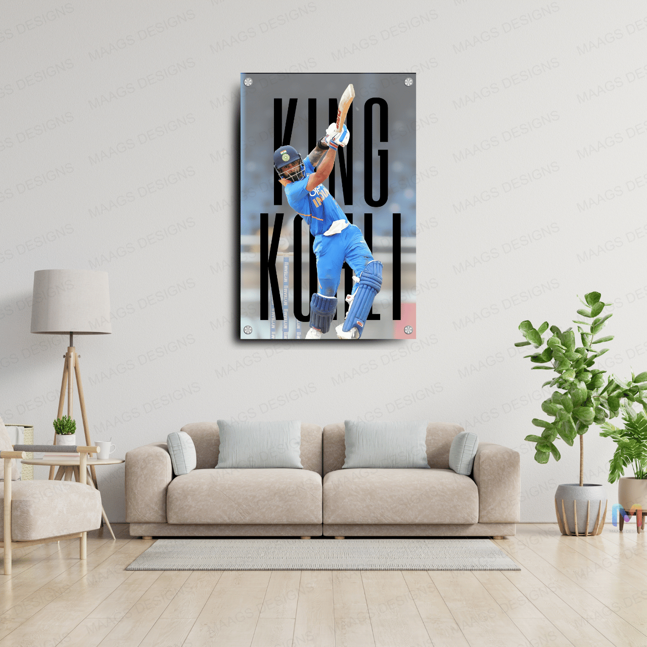Maags Designs: Virat Kohli - King Kohli - Indian Cricket (Premium Acrylic Wall Poster)