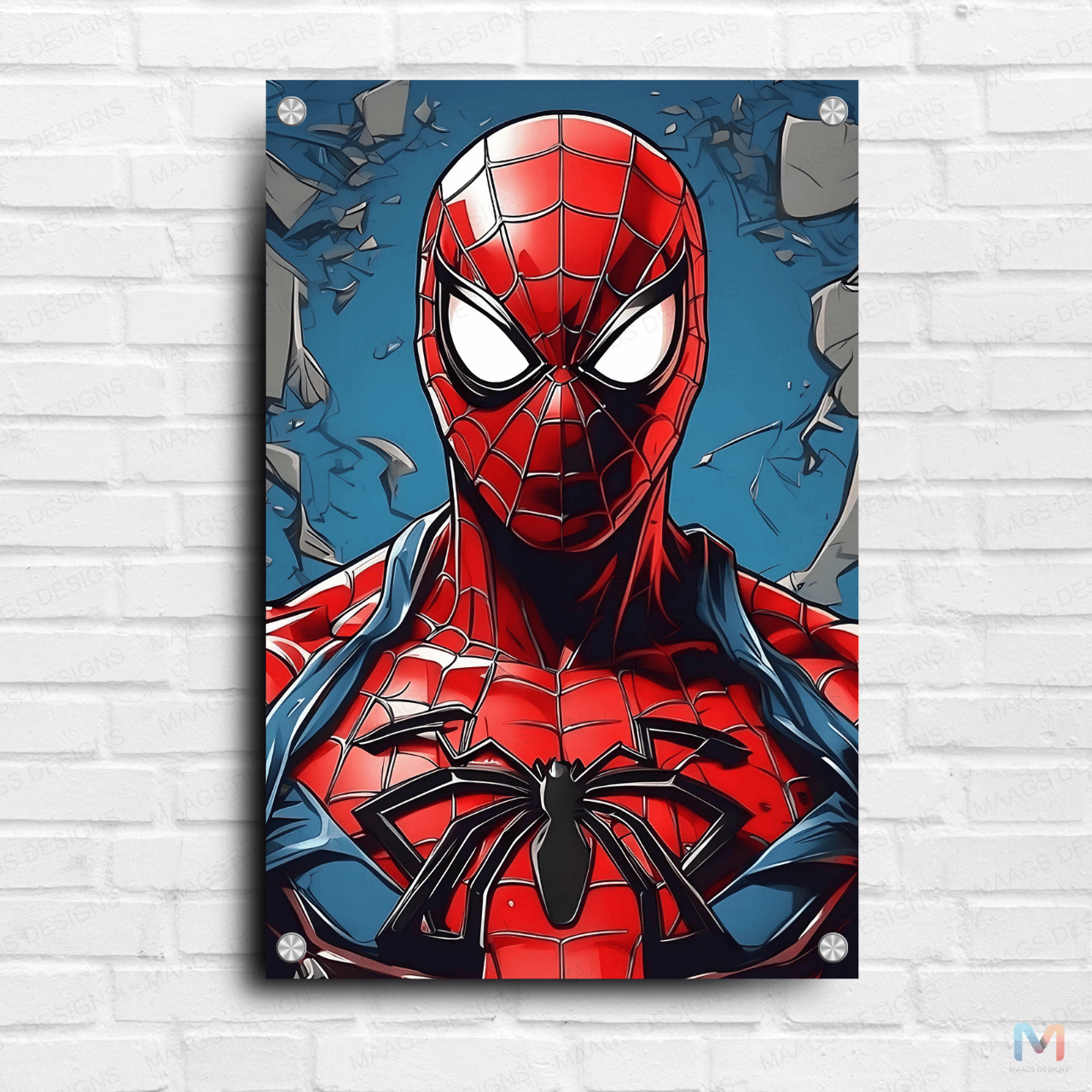 Maags Designs: Spider-Man - Vintage Red Blue (Premium Acrylic Wall Poster)