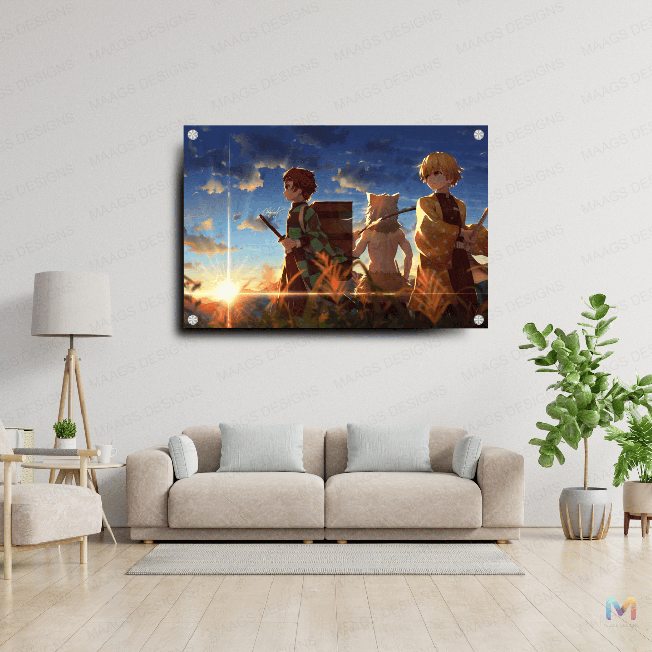 Maags Designs: Demon Slayer - In the Fields at Dawn (Premium Acrylic Wall Poster)
