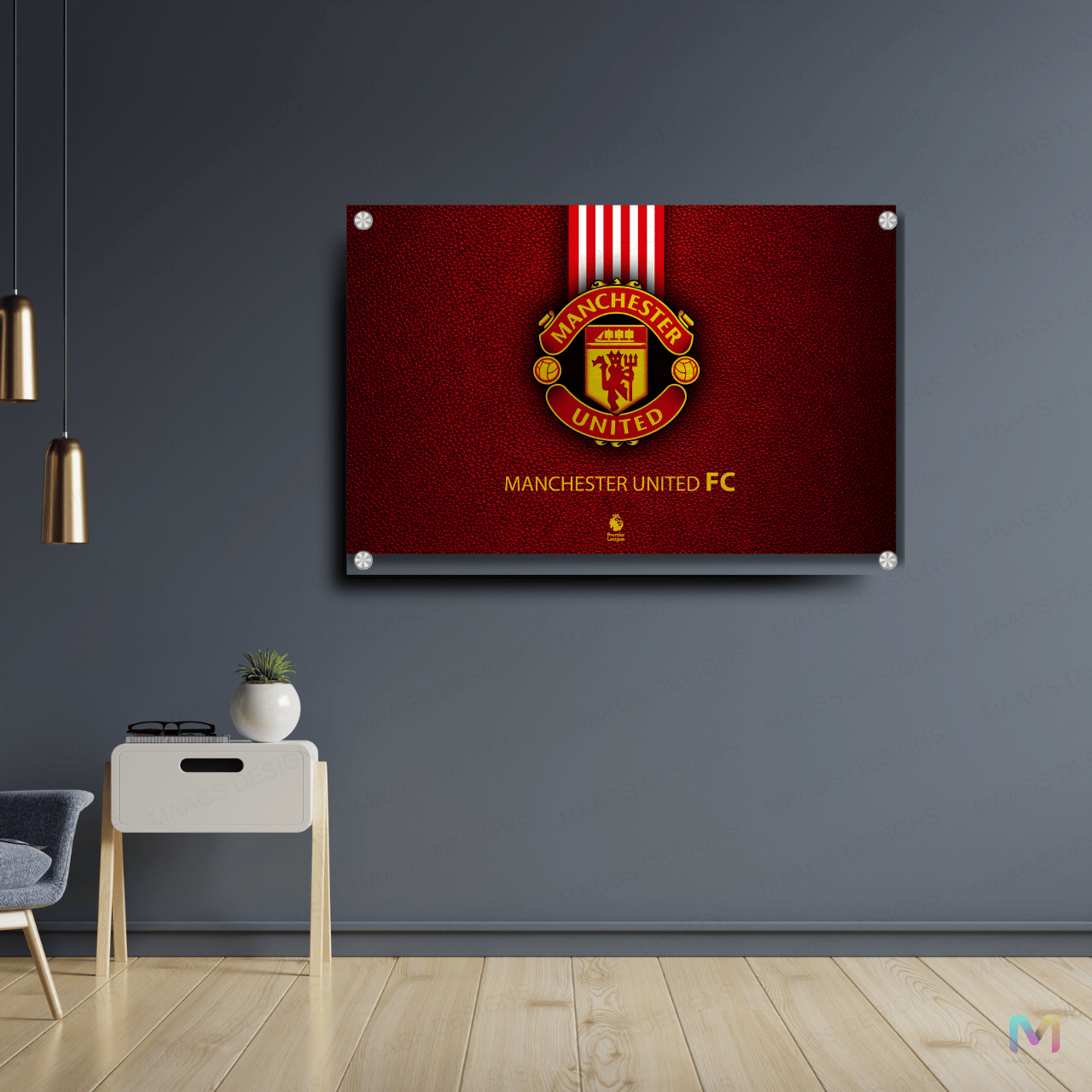 Maags Designs: Manchester United - Football Club - Symbol (Premium Acrylic Wall Poster) | Football Wall Posters