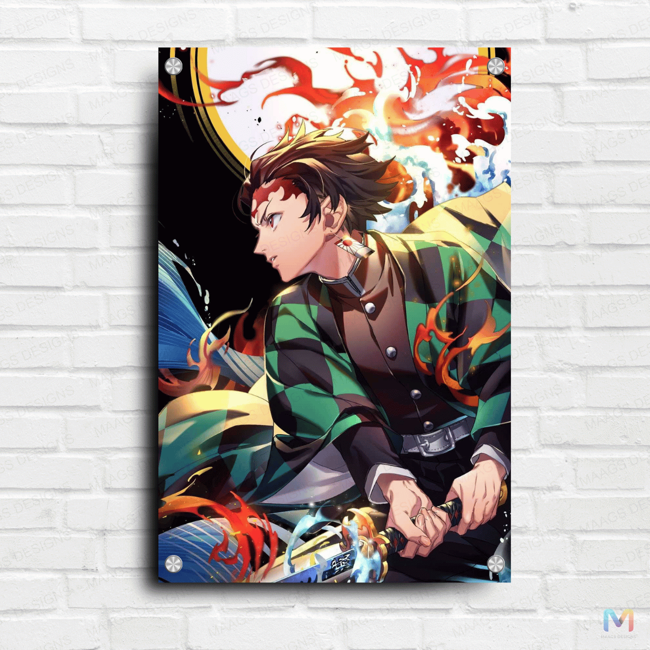 Outlets Custom Tanjiro Kamado Demon Slayer anime glass painting