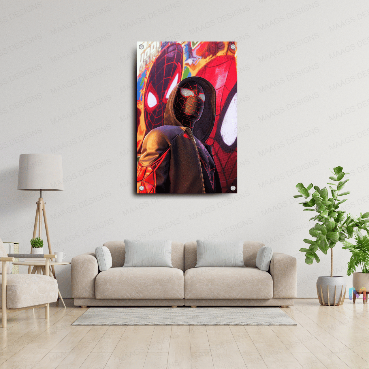 Maags Designs: Spider-Man - Miles with Street Art (Premium Acrylic Wall Poster)