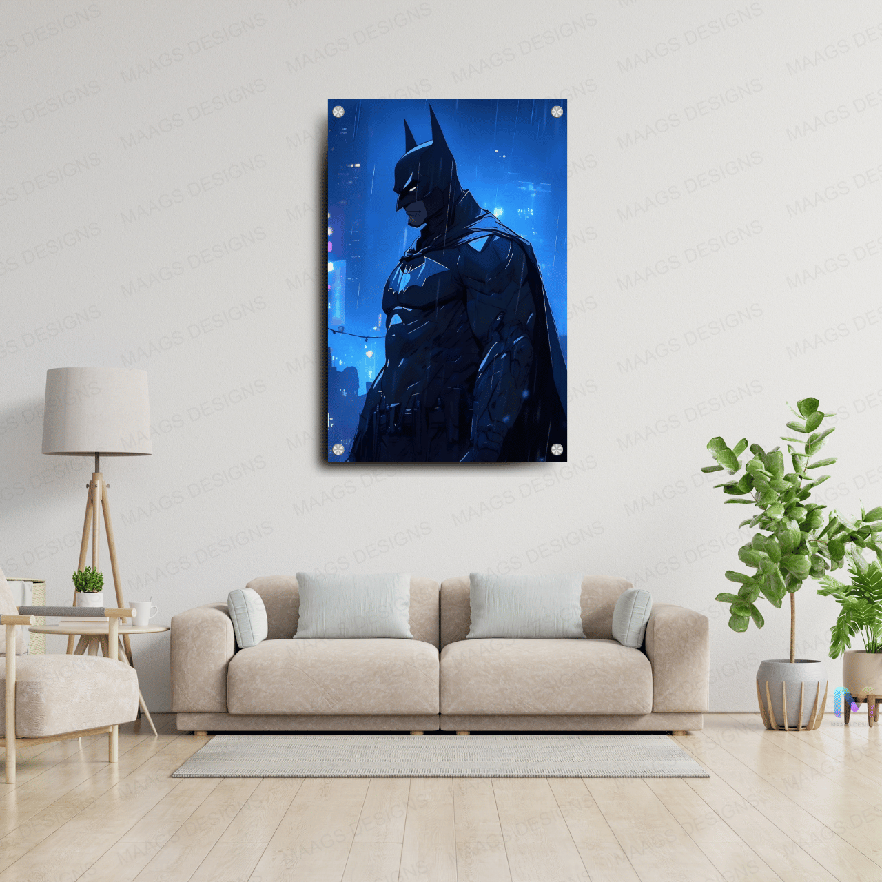 Maags Designs: Batman - Standing in the Night (Premium Acrylic Glass Wall Poster)