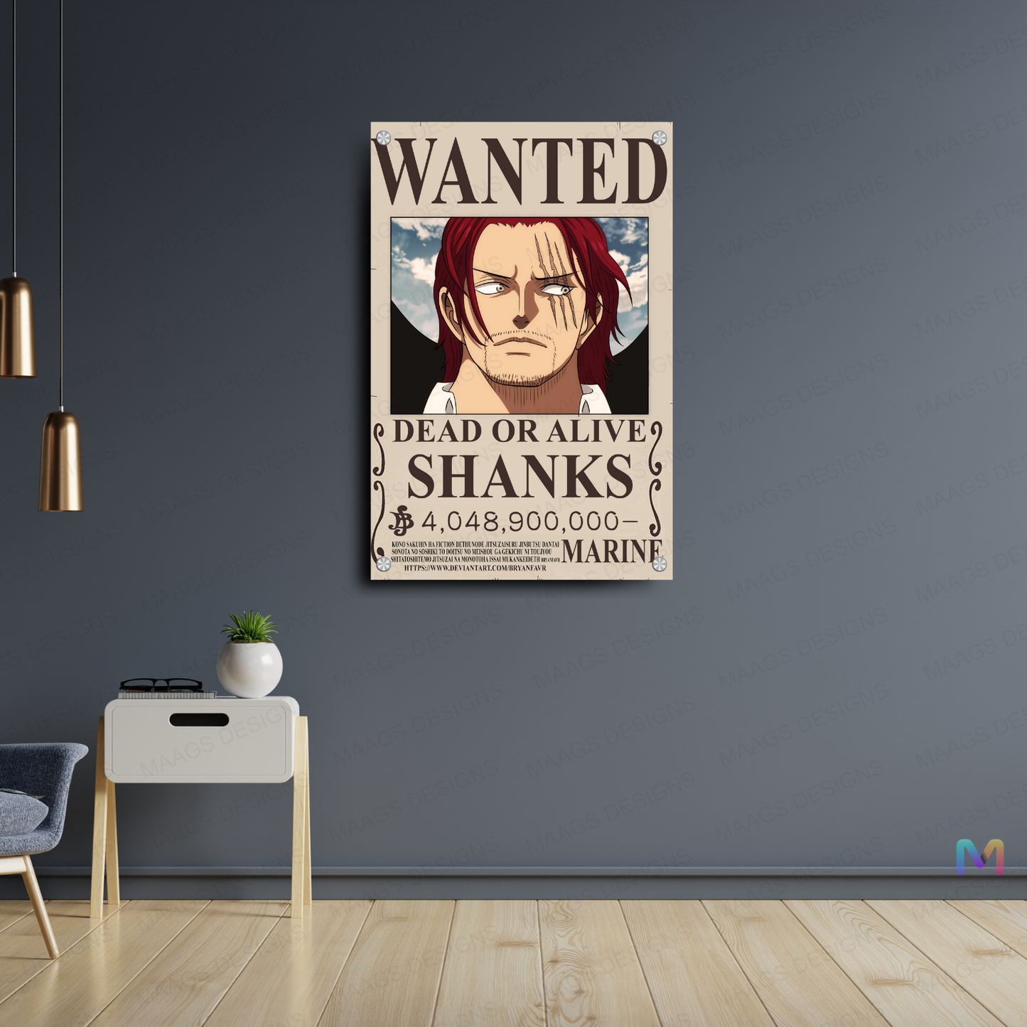 Maags Designs: "Red-Haired" Shanks - One Piece - Bounty Poster