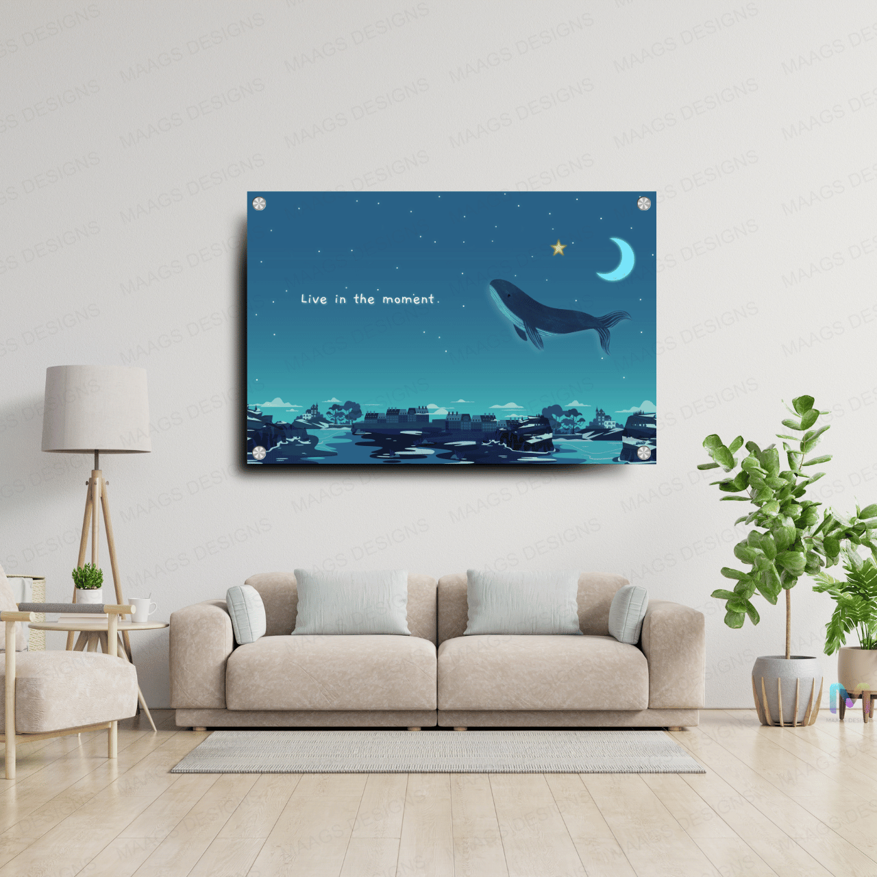 Maags Designs: Live in the moment - Abstract (Premium Acrylic Glass Wall Poster)