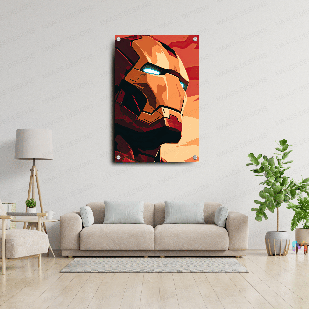 Iron Man - Headshot - Marvel (Premium Acrylic Wall Poster)
