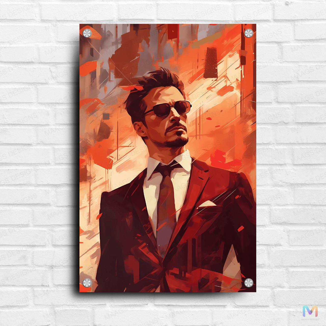 Maags Designs: Iron Man: Tony Stark - Sketch (Premium Acrylic Glass Wall Poster)