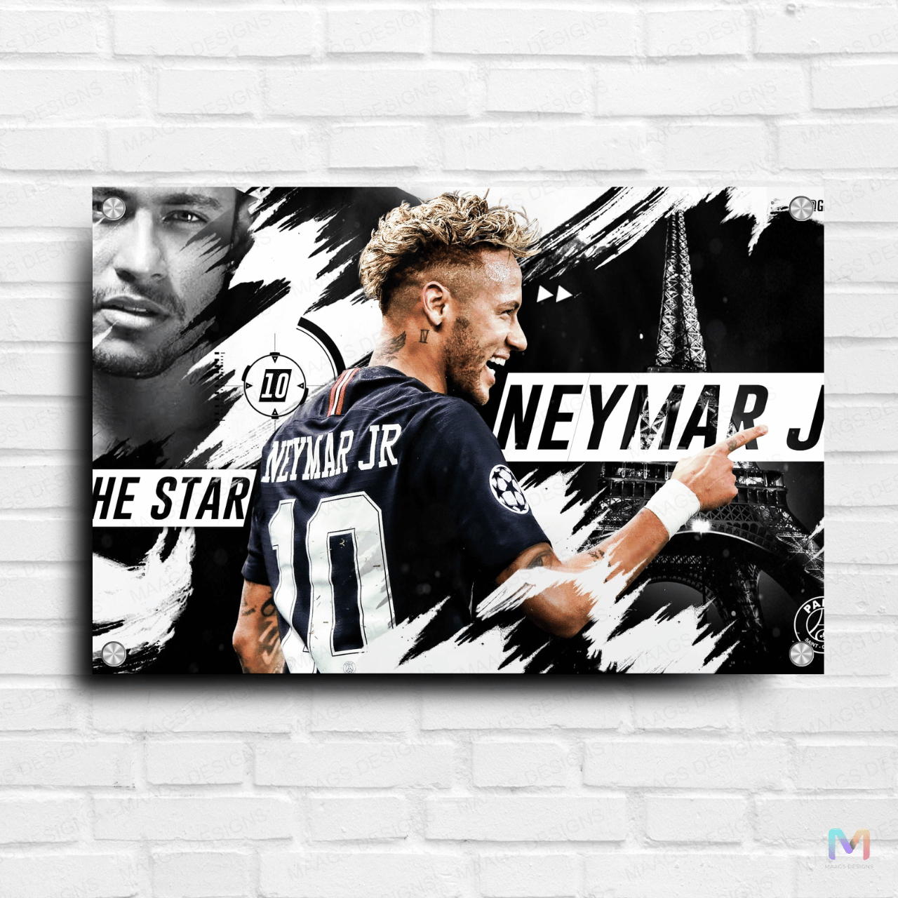 JR Decal Neymar Footballer Wall Sticker – Black Vinyl Sports Celebrity Decal