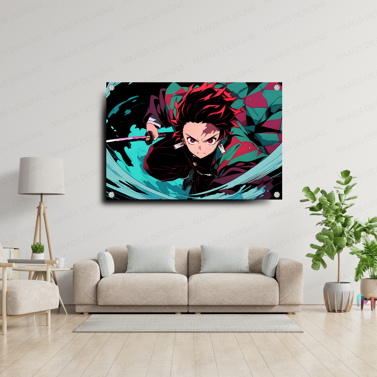 Demon Slayer - Tanjiro Water Style (Premium Acrylic Wall Poster)