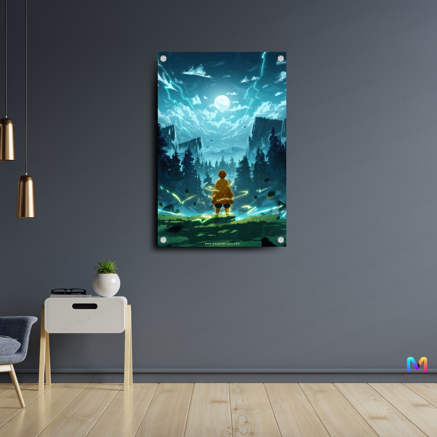 Maags Designs: Demon Slayer - Zenitsu Agatsuma (Acrylic Wall Poster)