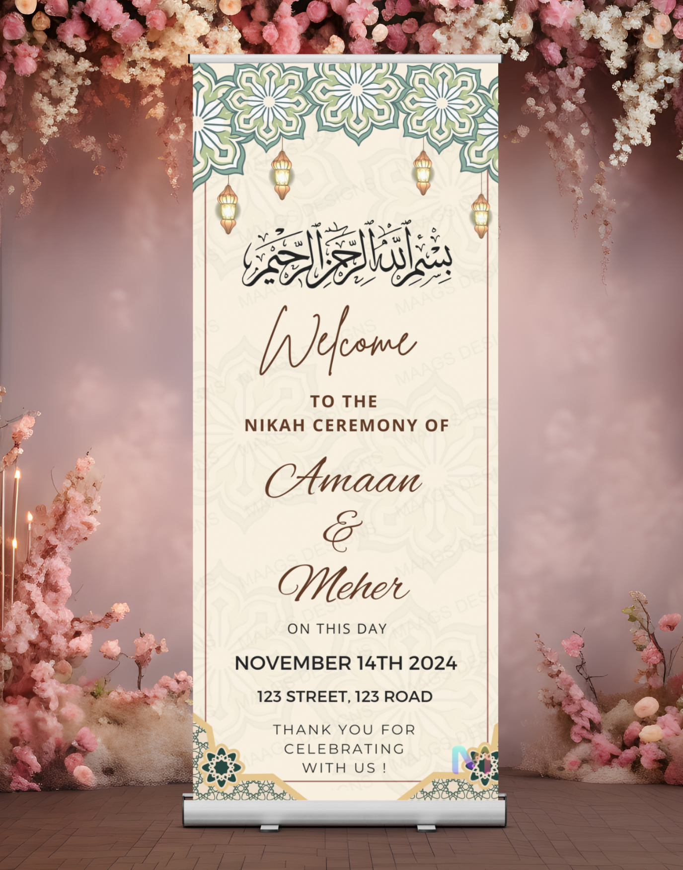 Wedding Banner Standee (with Stand) - Design #70 | Wedding Banner, Celebration Banner, Event Banner, Party Banner