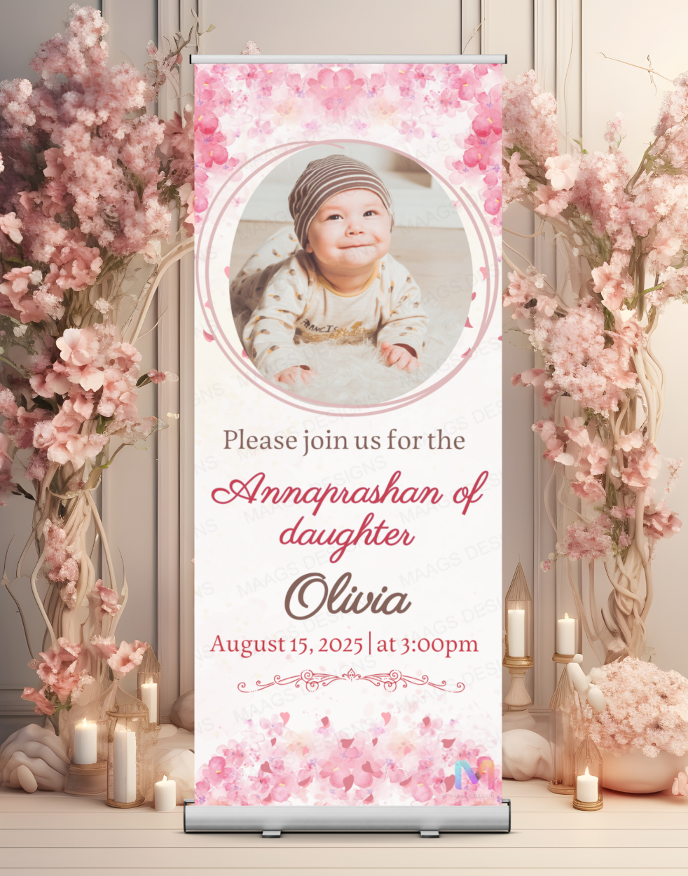 Annaprashan Banner Standee - Design #63 (With Stand) | Annaprashan Welcome Banner