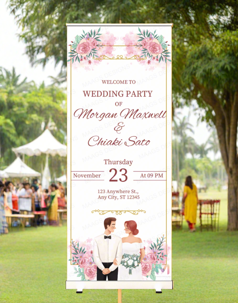 Wedding Banner Standee (with Stand) - Design #16 | Wedding Banner, Celebration Banner, Event Banner, Party Banner