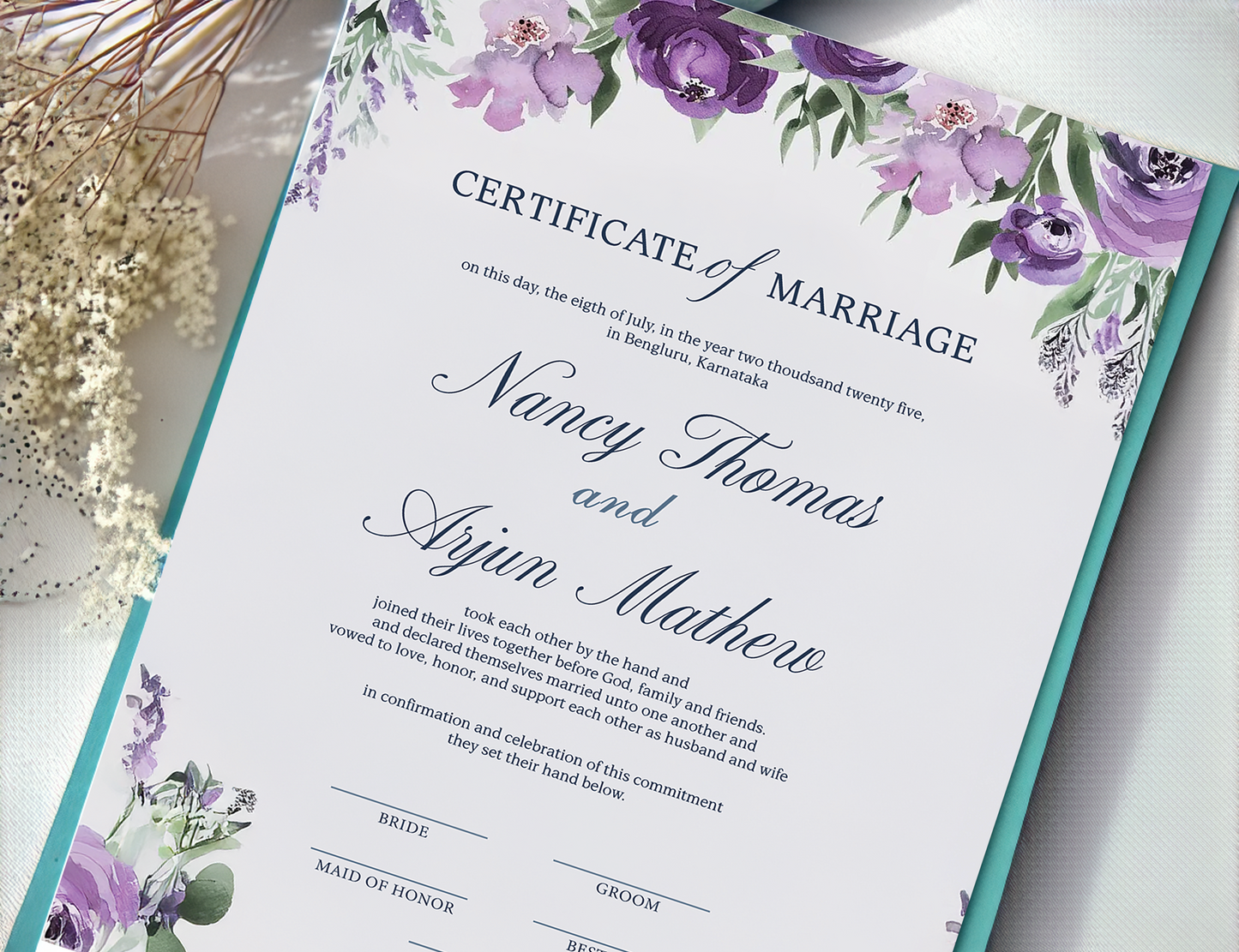 Lavender Bond - Wedding Keepsake Frames, Wedding Memorabilia, Wedding Wall Frames
