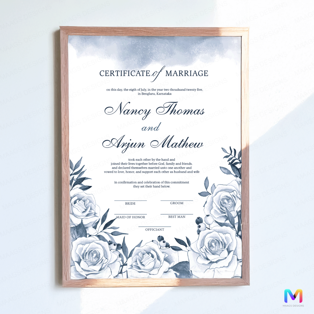 Aqua Floral - Wedding Keepsake Frames, Wedding Memorabilia, Wedding Wall Frames